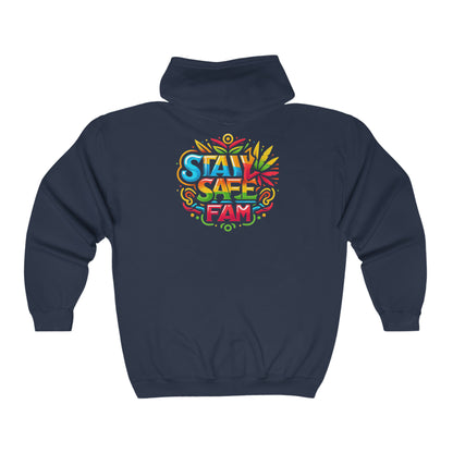 Stay Safe Fam Unisex Heavy Blend™ Full Zip Hooded Sweatshirt