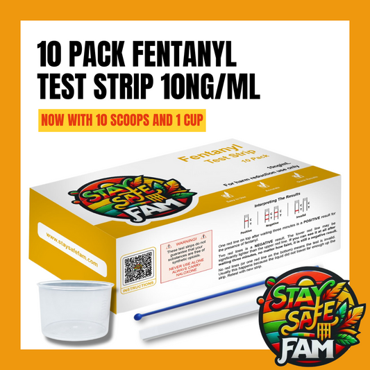 10 Pack Fent Test Strip 10ng/mL | NOW with 10 Scoops and 1 Cup | Easy-to-use FTS for Harm Reduction | Test Strips for Substance Detection